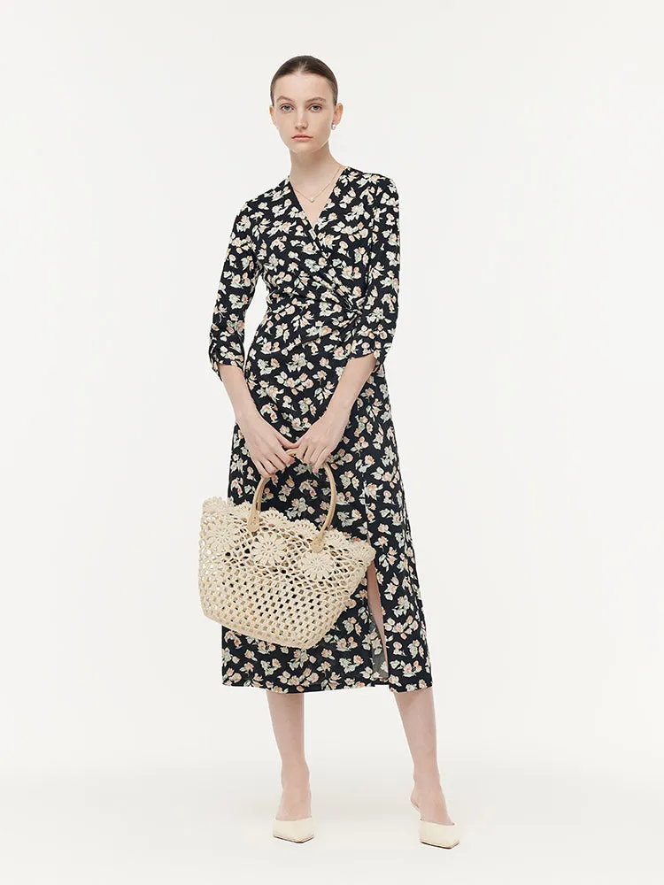 100% Cotton Floral Print Twist Front Women Maxi Dress sold by Goelia