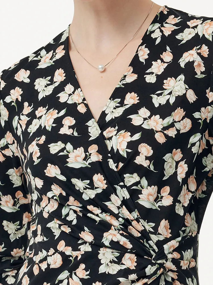 100% Cotton Floral Print Twist Front Women Maxi Dress sold by Goelia product image thumbnail 2