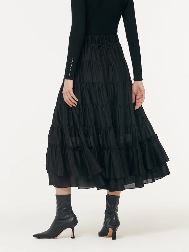 Tencel Women Tiered Maxi Skirt sold by Goelia product image thumbnail 4