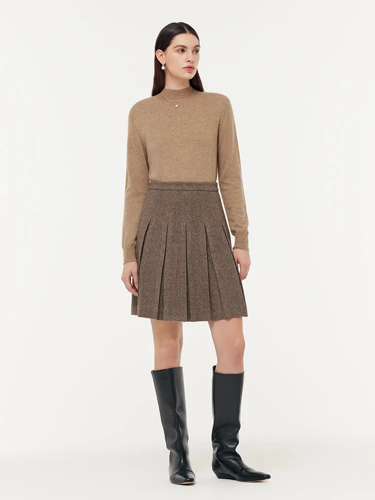 100% Washable Wool Women Front Pleated Mini Skirt sold by Goelia product image thumbnail 2