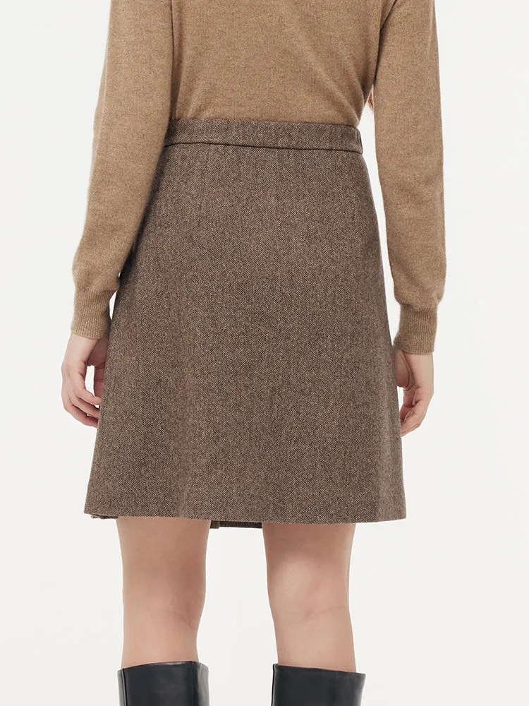 100% Washable Wool Women Front Pleated Mini Skirt sold by Goelia product image thumbnail 3