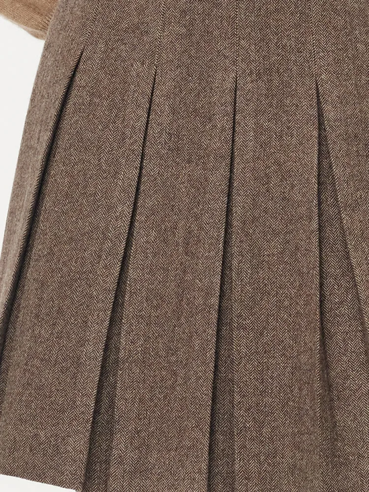 100% Washable Wool Women Front Pleated Mini Skirt sold by Goelia product image thumbnail 5