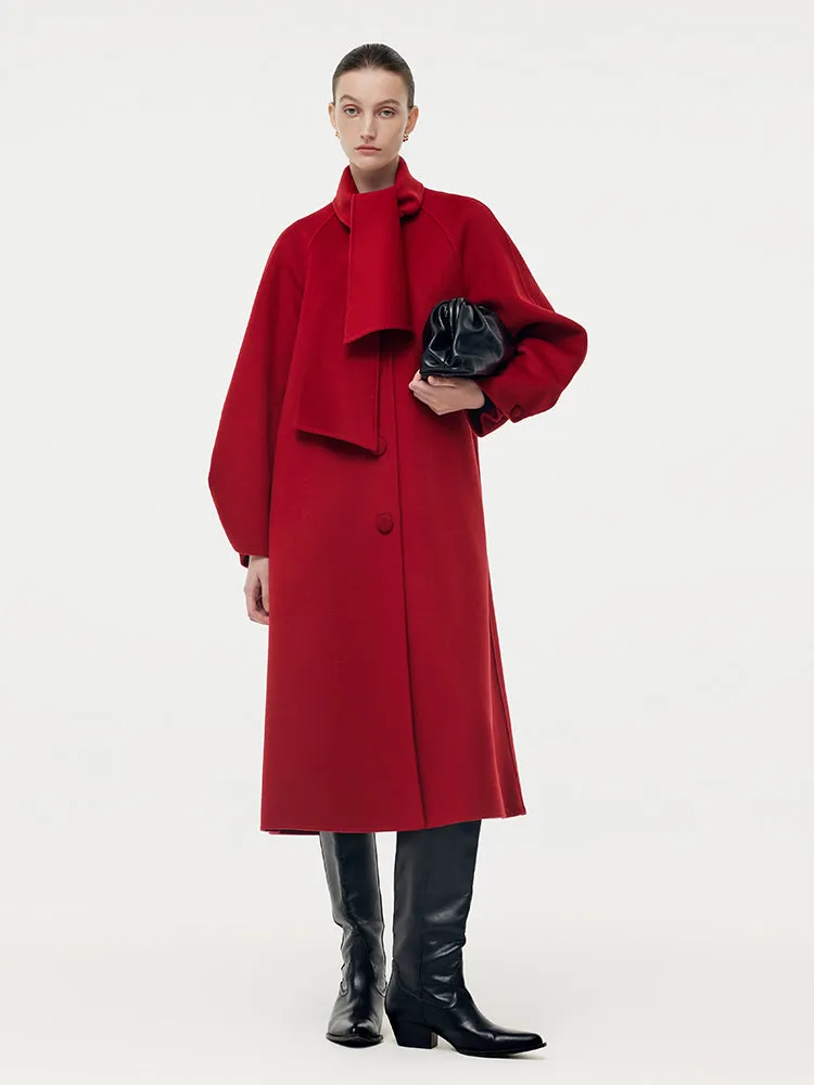 Cashmere Wool Scarf Collar Double-Faced Women Overcoat sold by Goelia