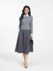 Crew Neck Sweater And Pleated Midi Skirt Two-Piece Set sold by Goelia