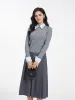 Crew Neck Sweater And Pleated Midi Skirt Two-Piece Set sold by Goelia