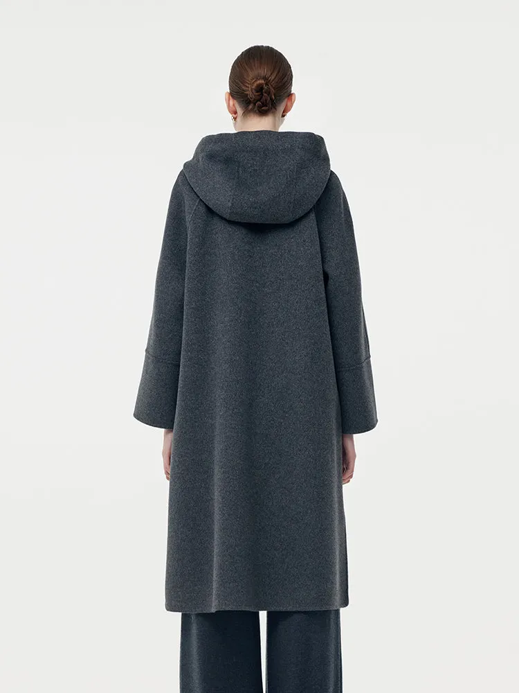 100% Wool Double-Faced Hooded Zip-Up Women Overcoat sold by Goelia product image thumbnail 4