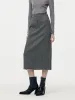 Washable Wool Women Column Midi Skirt sold by Goelia