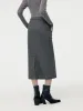 Washable Wool Women Column Midi Skirt sold by Goelia