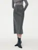 Washable Wool Women Column Midi Skirt sold by Goelia