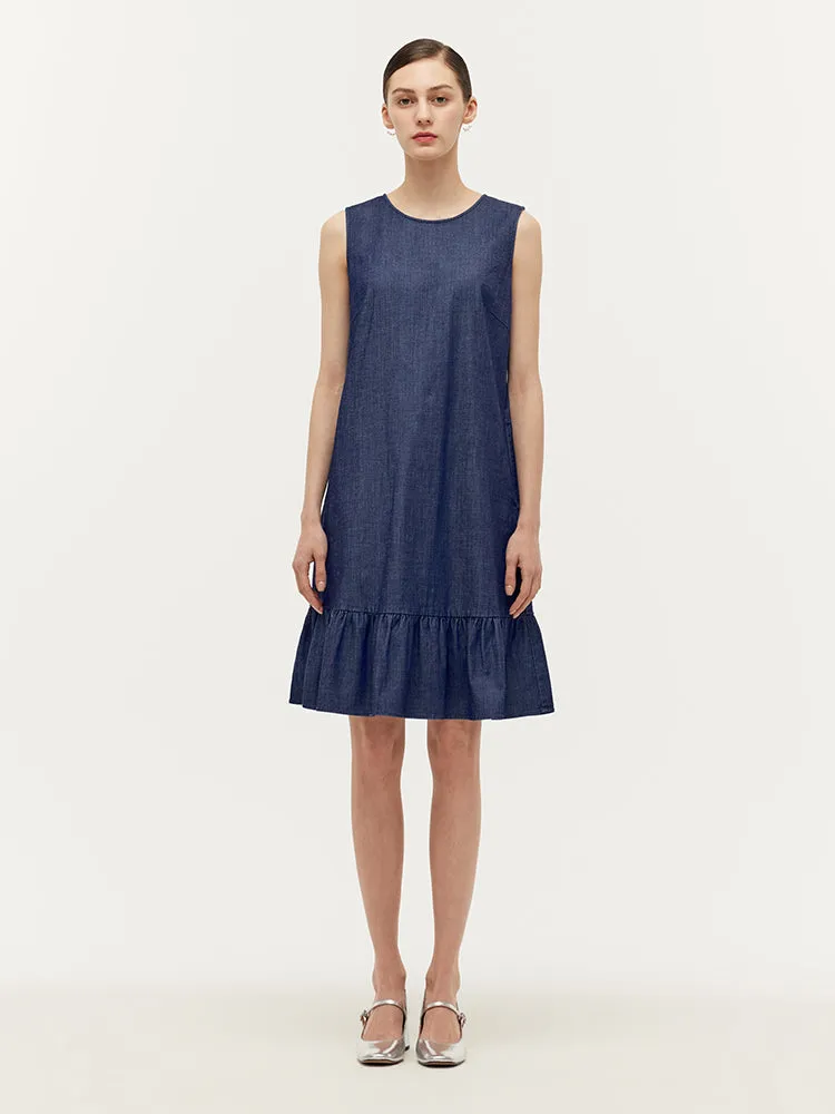 Lyocell Denim A-Line Women Midi Vest Dress sold by Goelia product image thumbnail 3
