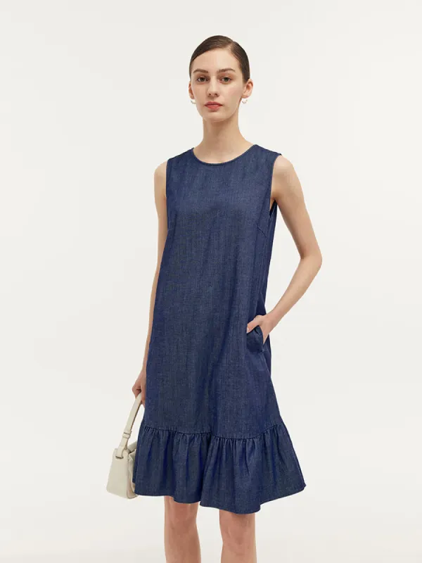 Lyocell Denim A-Line Women Midi Vest Dress sold by Goelia