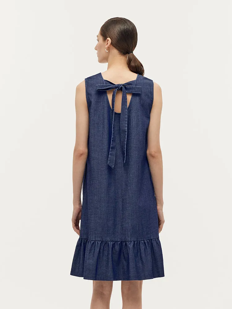 Lyocell Denim A-Line Women Midi Vest Dress sold by Goelia product image thumbnail 4