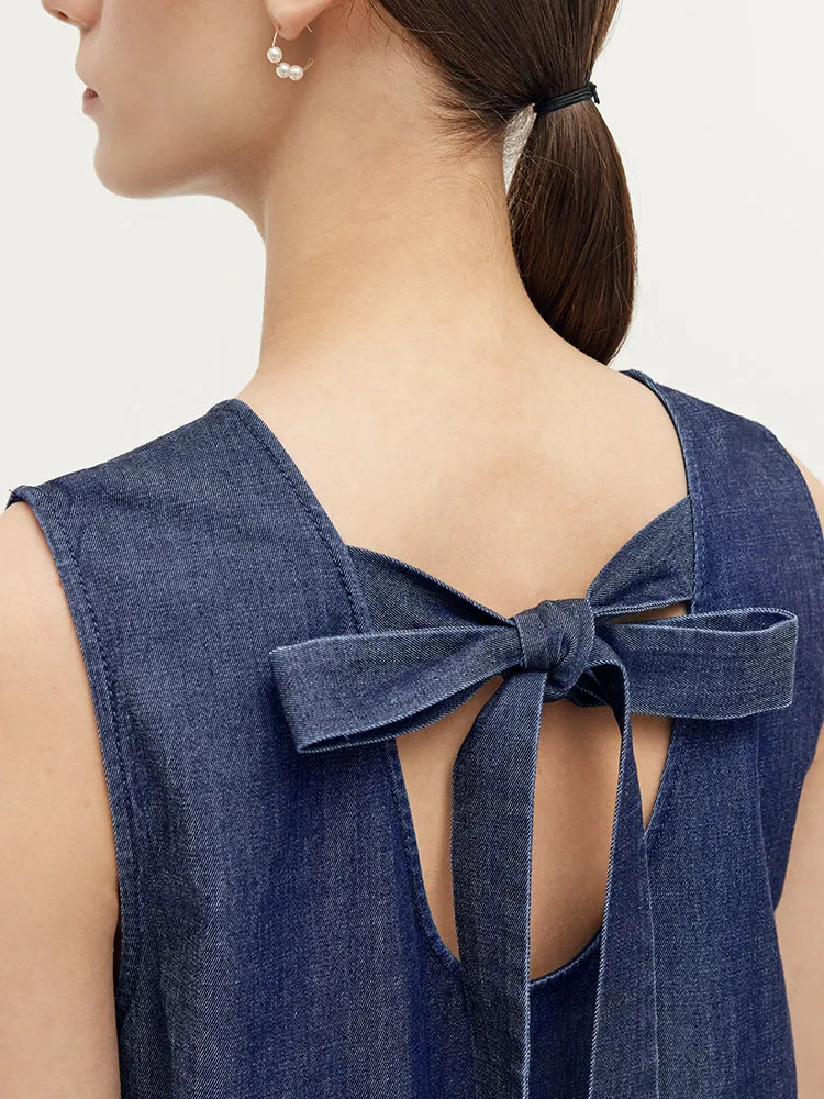 Lyocell Denim A-Line Women Midi Vest Dress sold by Goelia product image thumbnail 2