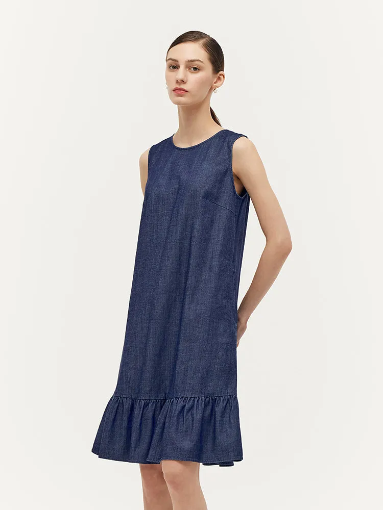 Lyocell Denim A-Line Women Midi Vest Dress sold by Goelia product image thumbnail 5