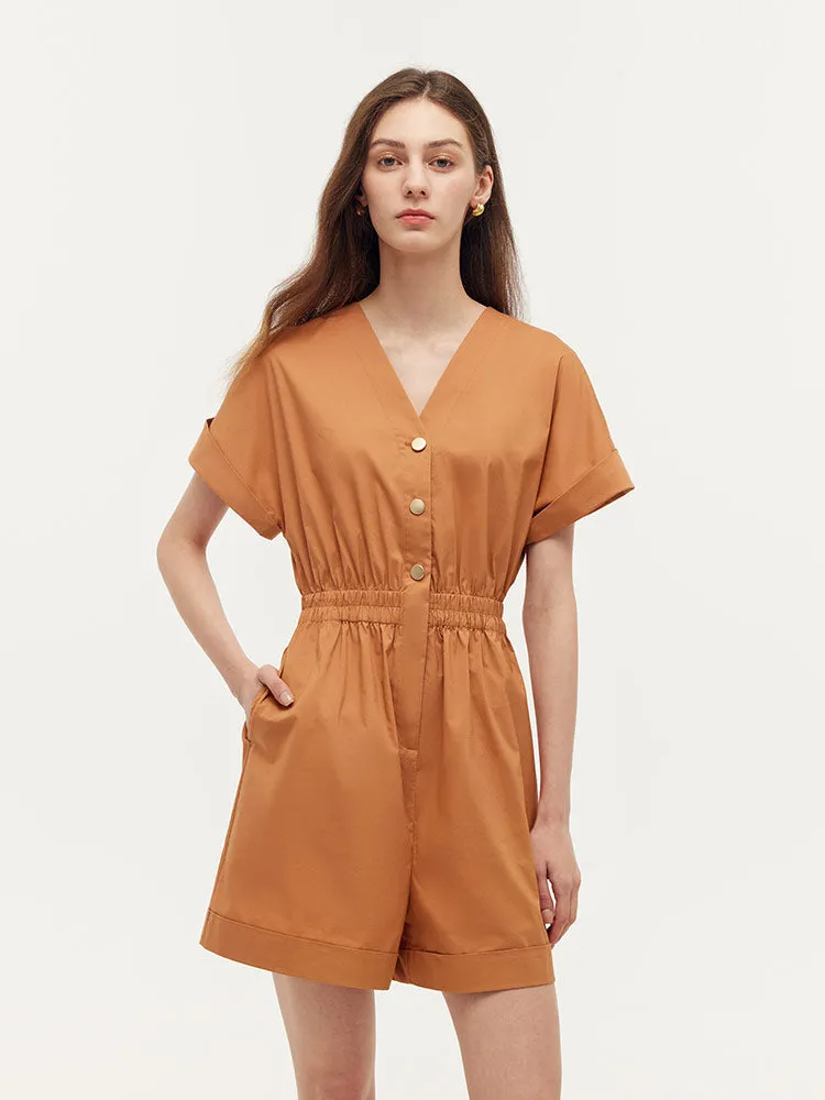 Cotton V-Neck Women Romper sold by Goelia