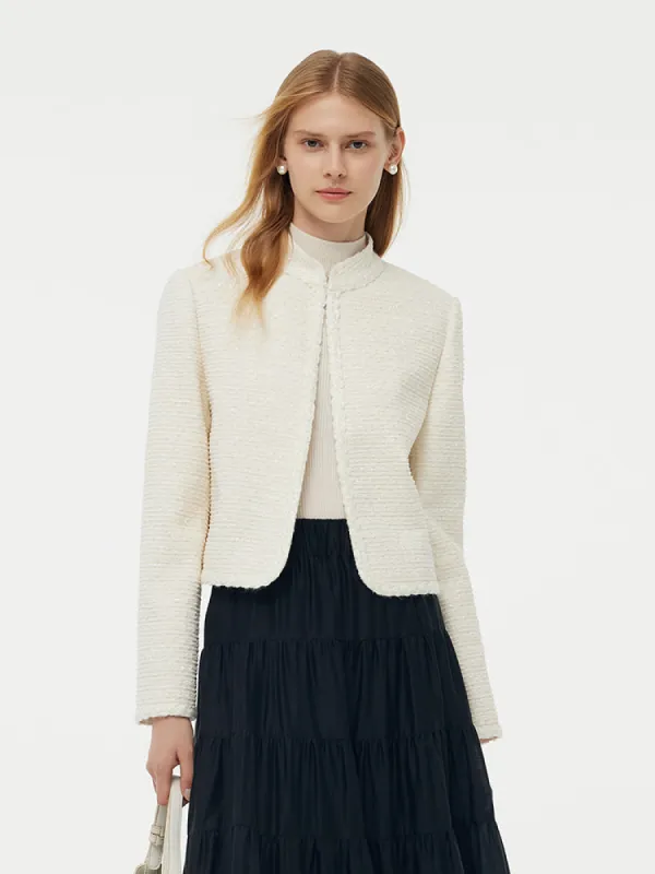 Tweed Stand Collar Women Jacket sold by Goelia
