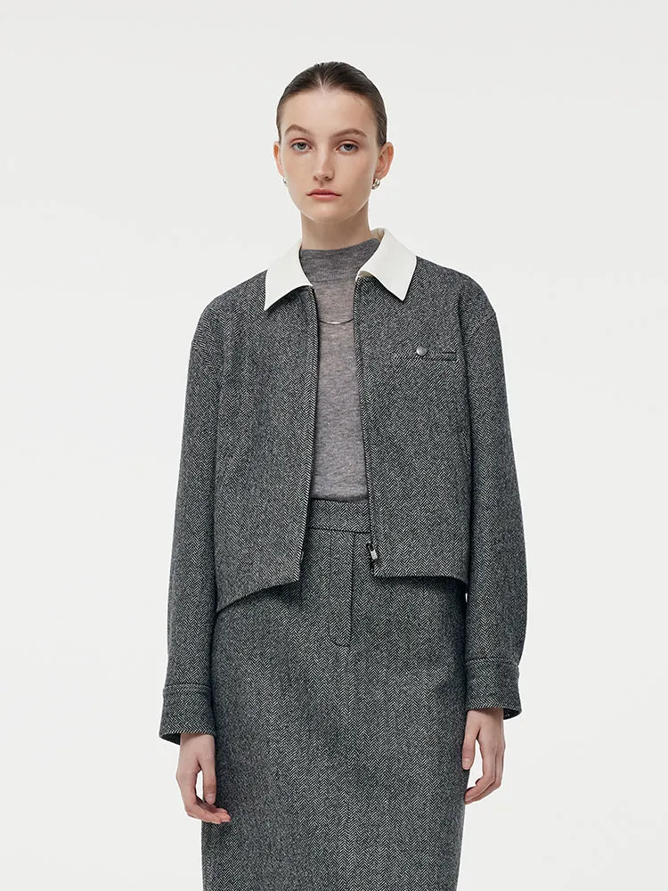 Washable Wool Women Zip-Up Jacket With Detachable Collar sold by Goelia product image thumbnail 2