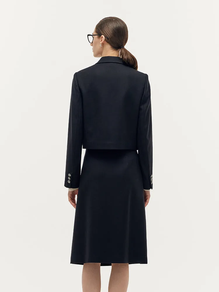 Cashmere Wool Blend V-Neck Blazer And Midi Skirt Two-Piece Set sold by Goelia product image thumbnail 3