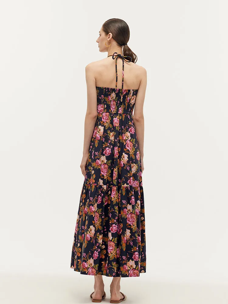 Rose Print Women Halter Maxi Dress With Detachable Chest Pads sold by Goelia product image thumbnail 3