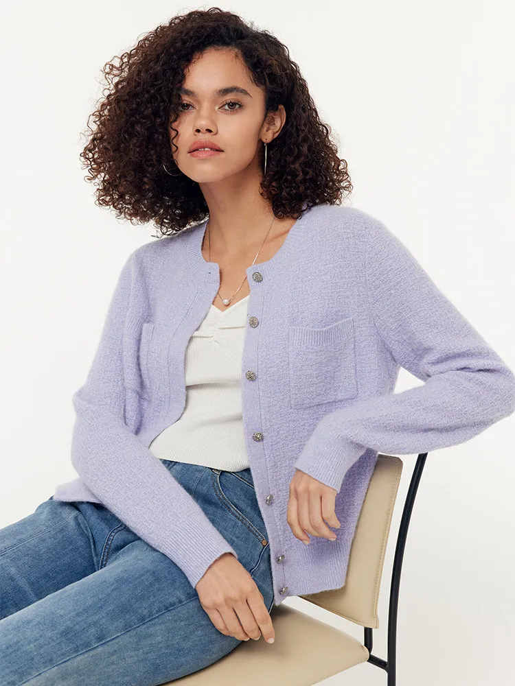 Wool Blend Round Neck Sequins Women Cardigan sold by Goelia product image thumbnail 4