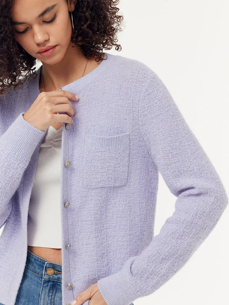 Wool Blend Round Neck Sequins Women Cardigan sold by Goelia product image thumbnail 5