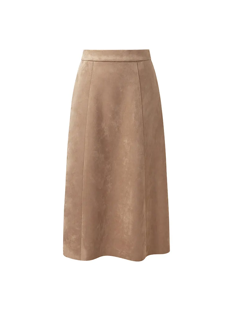 Faux Suede Back Slit Women Midi Skirt sold by Goelia product image thumbnail 5