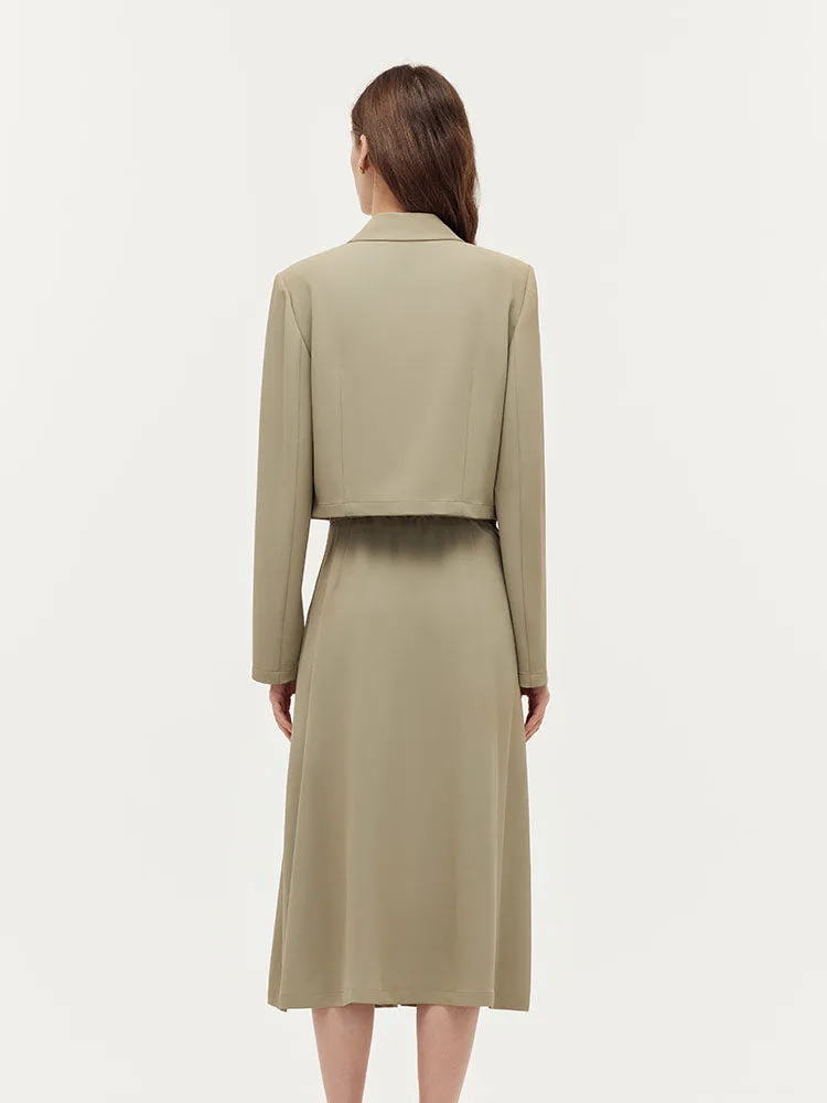 Crop Blazer And Camisole And Pleated Midi Skirt Three-Piece Set sold by Goelia product image thumbnail 3