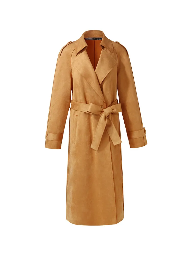 Faux Suede Women Trench Coat With Belt sold by Goelia product image thumbnail 5