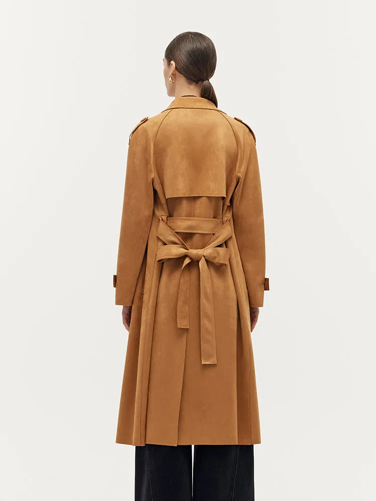 Faux Suede Women Trench Coat With Belt sold by Goelia product image thumbnail 3
