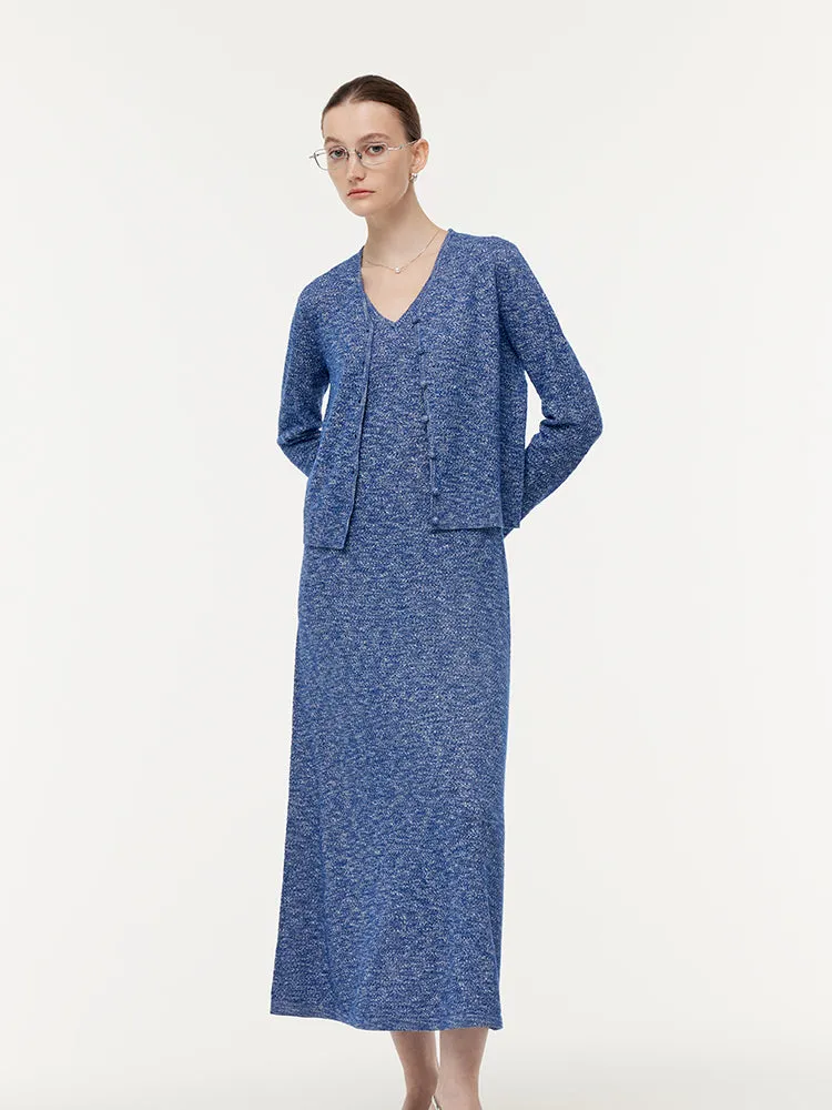 Wool Blend Knit Cardigan And Knit Vest Maxi Dress Two-Piece Set sold by Goelia product image thumbnail 5