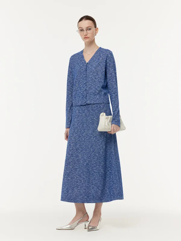 Wool Blend Knit Cardigan And Knit Vest Maxi Dress Two-Piece Set made by Goelia