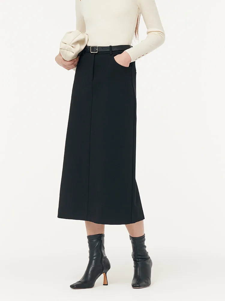 Stretch Women Knit Midi Skirt With Belt sold by Goelia product image thumbnail 4