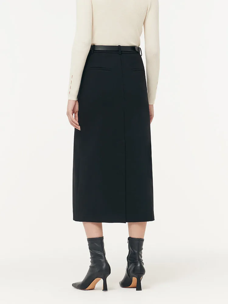 Stretch Women Knit Midi Skirt With Belt sold by Goelia product image thumbnail 3