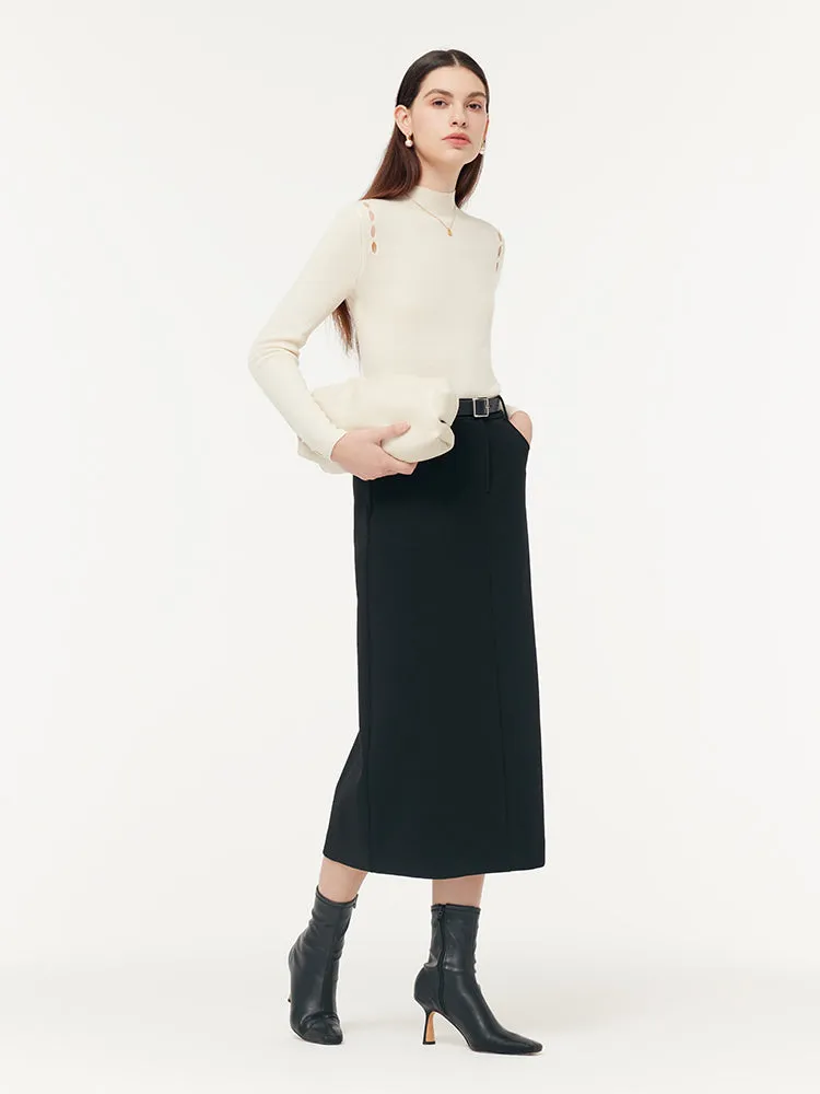 Stretch Women Knit Midi Skirt With Belt sold by Goelia product image thumbnail 2