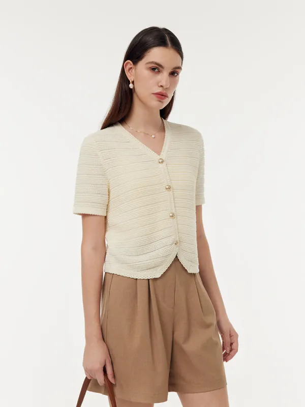 V-Neck Button Down Women Knit Cardigan sold by Goelia