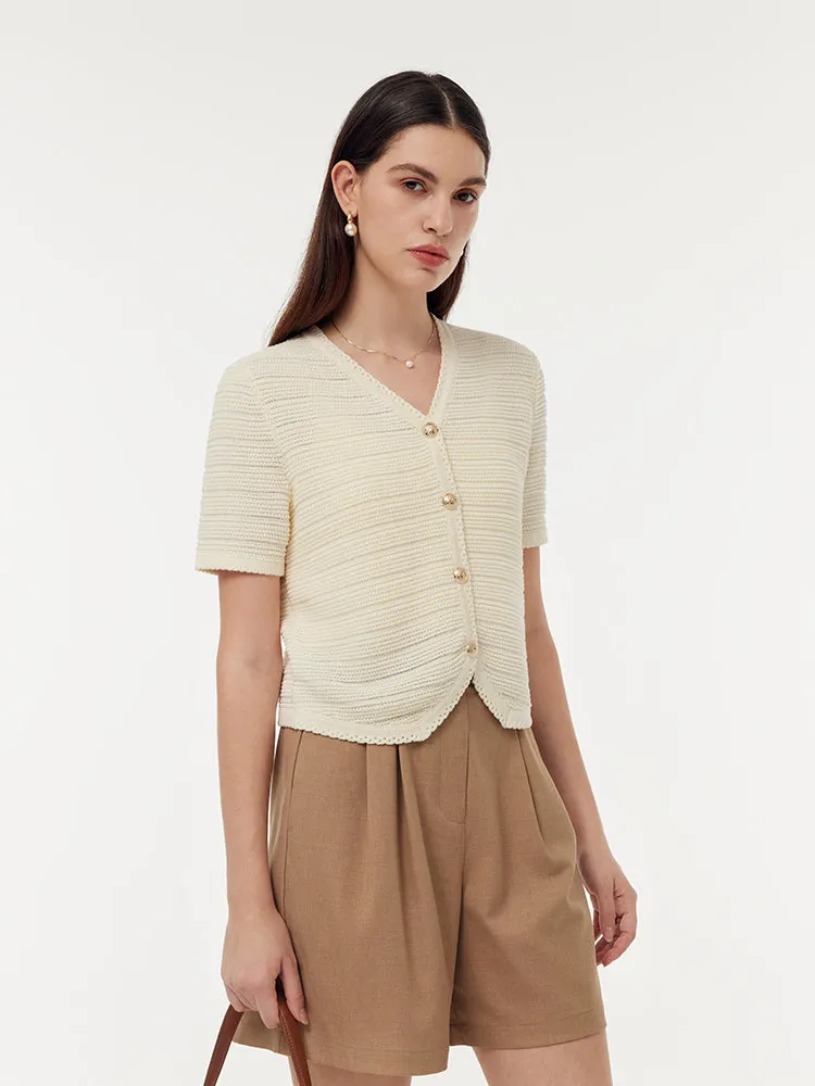 V-Neck Button Down Women Knit Cardigan sold by Goelia