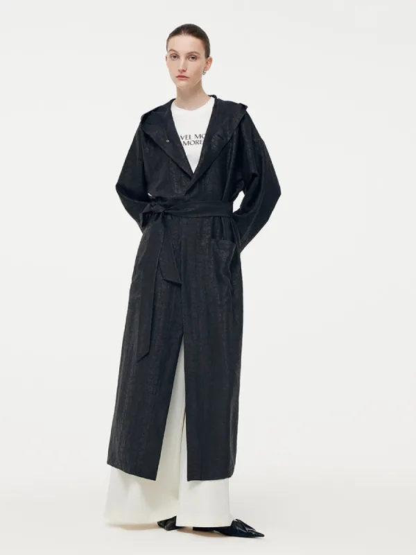 18 Momme Xiang Yun Silk Hooded Unisex Trench Coat sold by Goelia