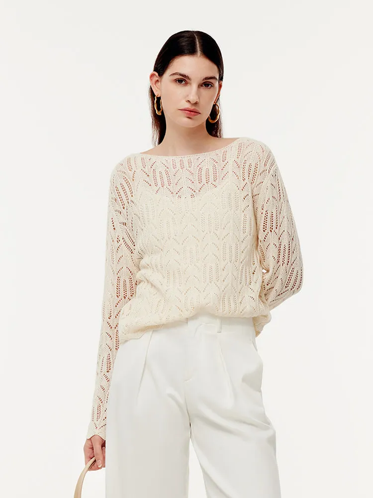 Linen Blend Openwork Women Pullover sold by Goelia