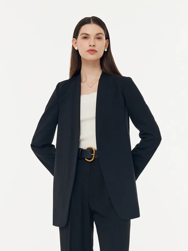 Machine Washable Wool Collarless Unisex Blazer sold by Goelia