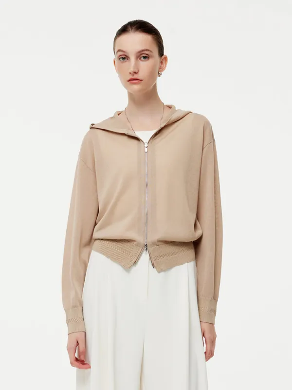 Lyocell Zip-Up Hooded Women Cardigan sold by Goelia