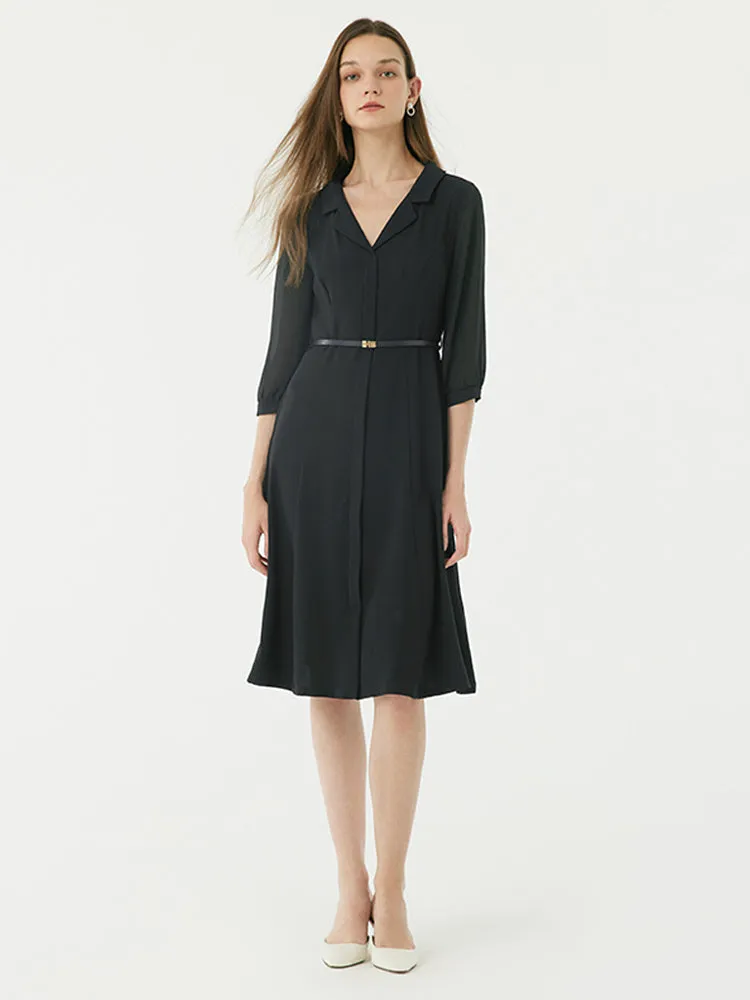 Black Gathered Waist Midi Dress sold by Goelia product image thumbnail 2