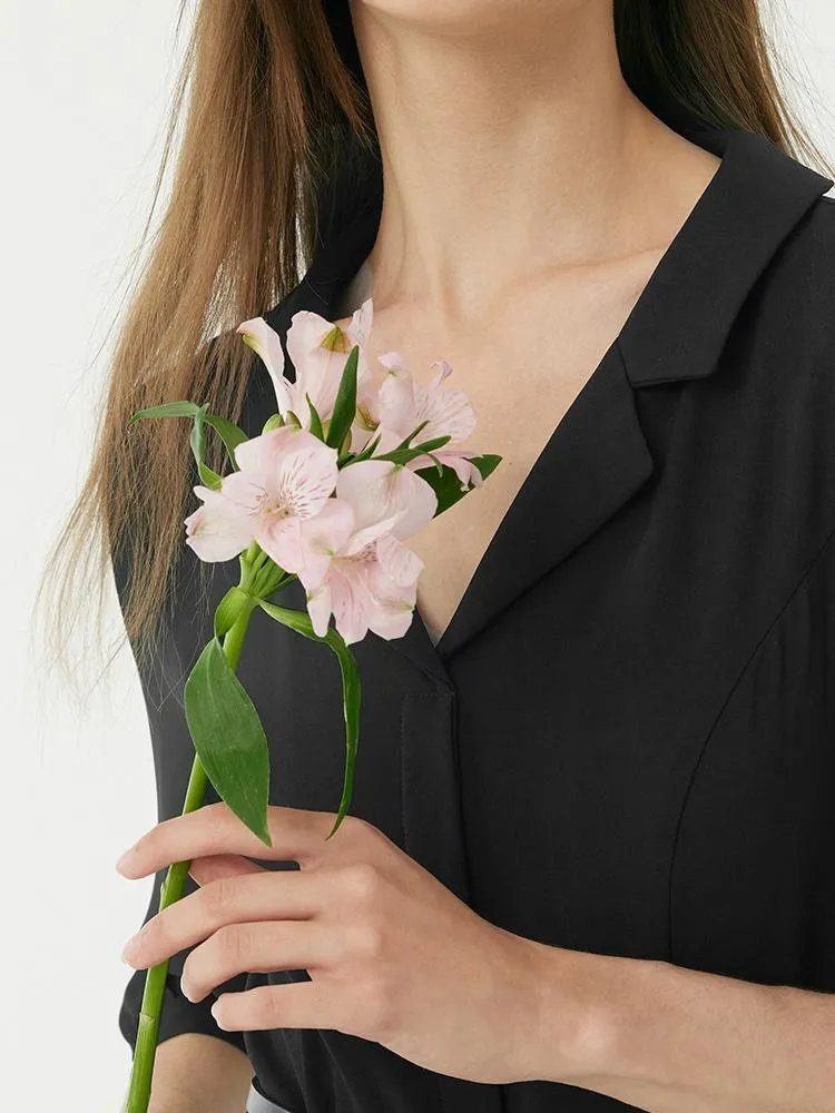 Black Gathered Waist Midi Dress sold by Goelia product image thumbnail 5