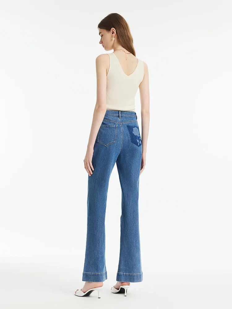 Denim Rose Printed Flared Women Jeans sold by Goelia product image thumbnail 3