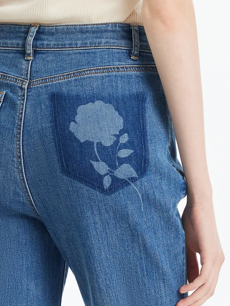 Denim Rose Printed Flared Women Jeans sold by Goelia product image thumbnail 5