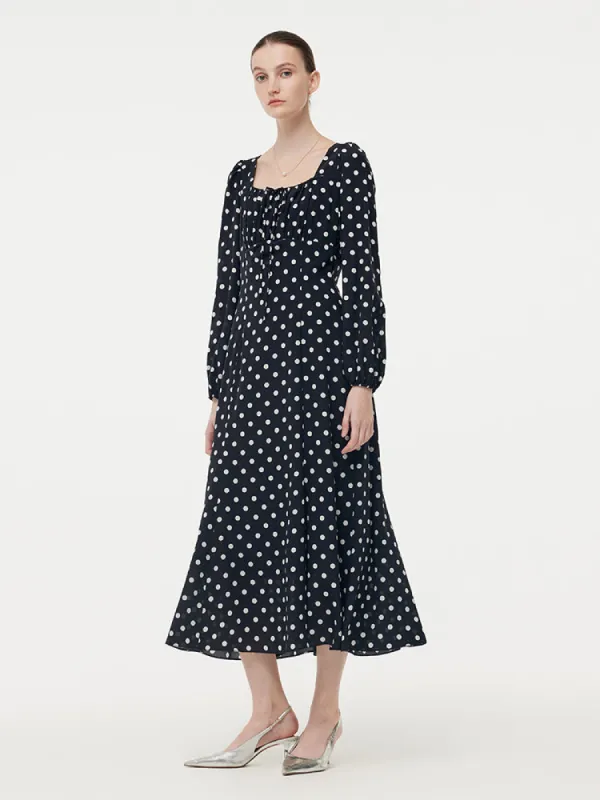 16 Momme Mulberry Slik Polka Dots Women Maxi Dress sold by Goelia
