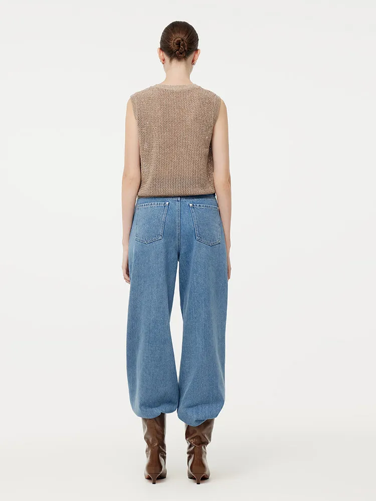 Linen Sequin-Embellished Women Open-Knit Tank Top sold by Goelia product image thumbnail 4