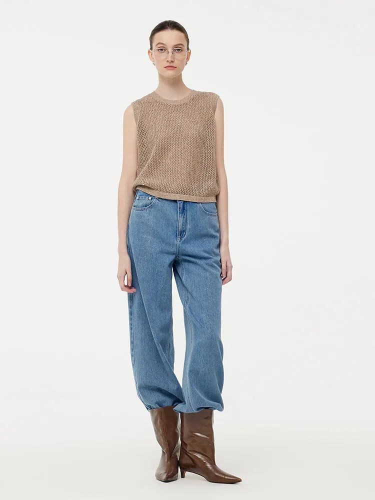 Linen Sequin-Embellished Women Open-Knit Tank Top sold by Goelia product image thumbnail 3