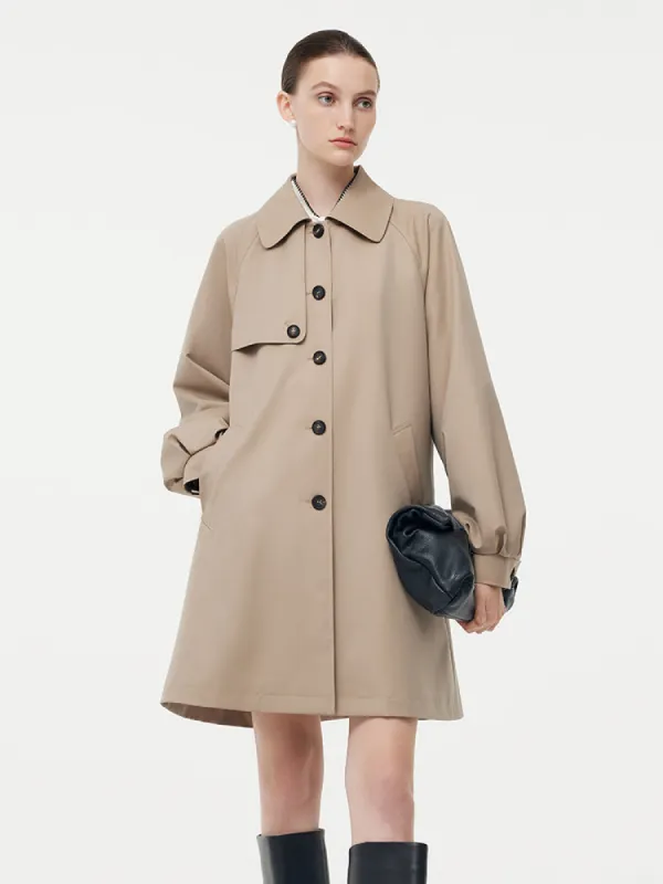 Worsted Wool Blend Waterproof Women Trench Coat sold by Goelia