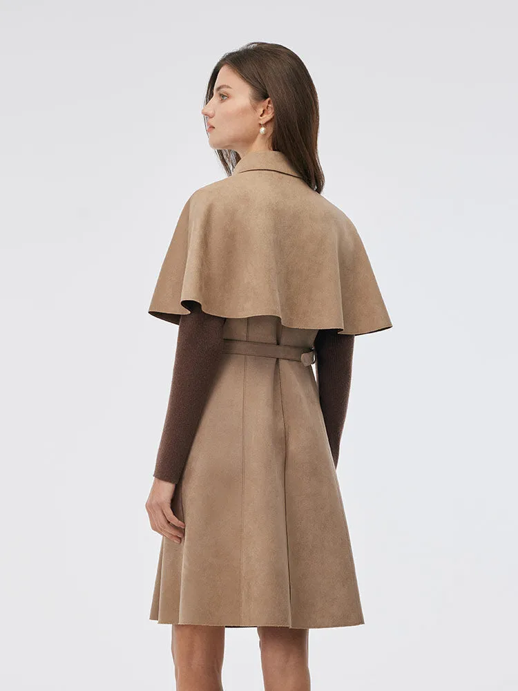 Faux Suede Patchwork Mini Dress With Detachable Short Cape And Belt sold by Goelia product image thumbnail 3