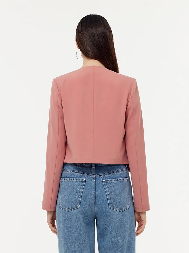 Acetate Collarless Women Crop Blazer sold by Goelia product image thumbnail 3